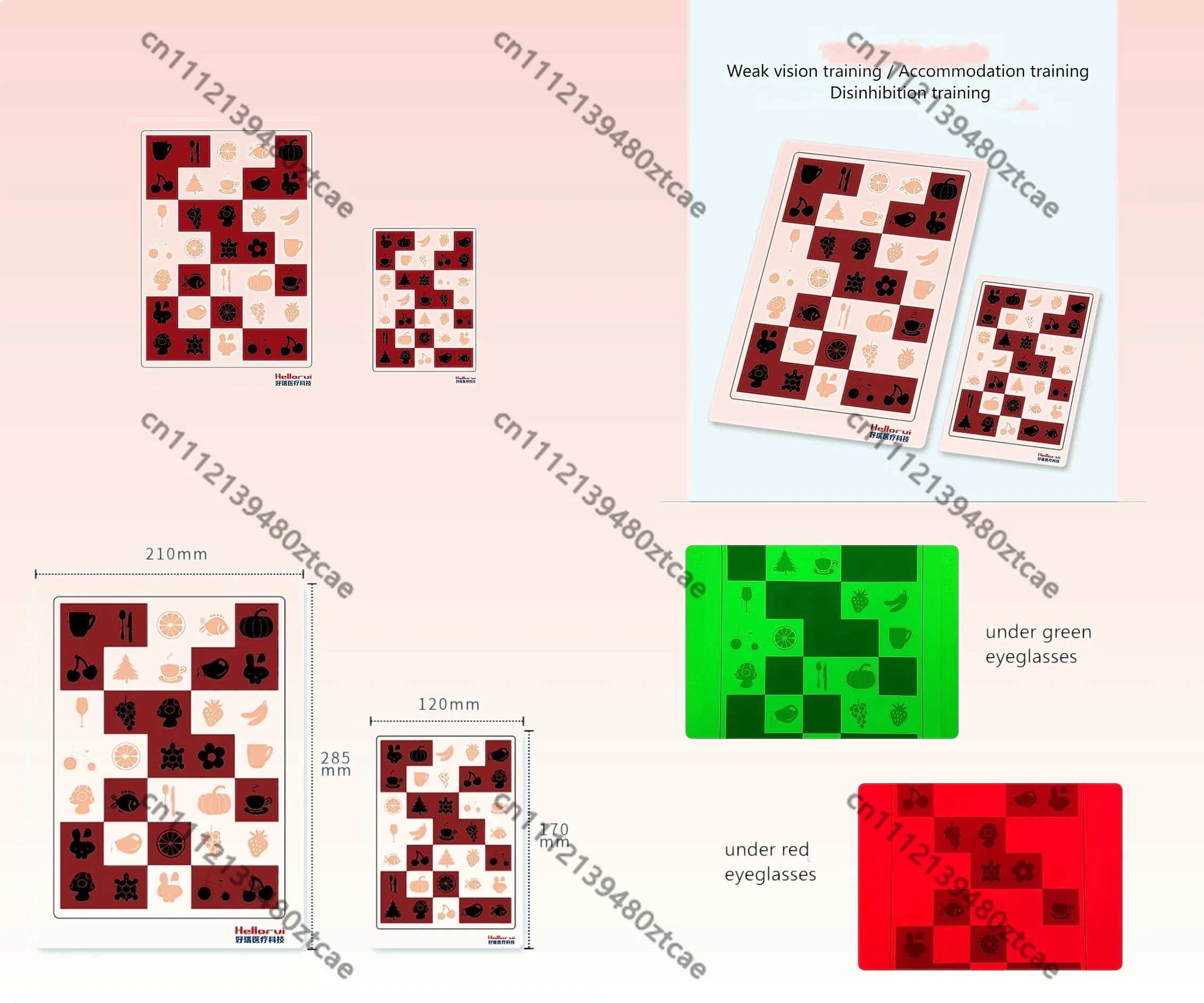 Vision Training Charts Anti-Suppression Fruit Pattern for Kids Disinhibition Accommodation Therapy