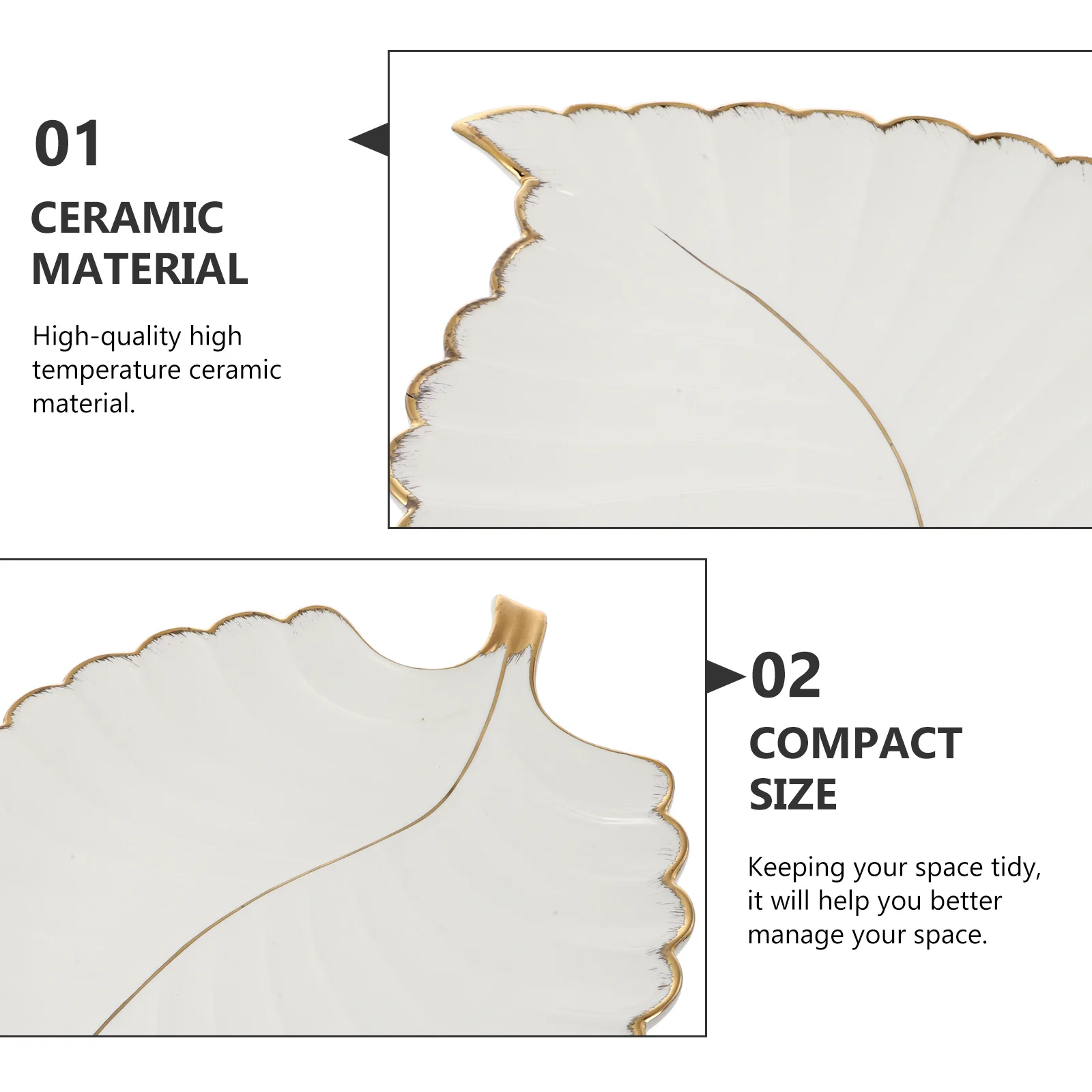 1Pcs Ceramic Leaf Shape Storage Tray Jewelry Organizer Decorative Desktop Holder for Rings Earrings Accessories
