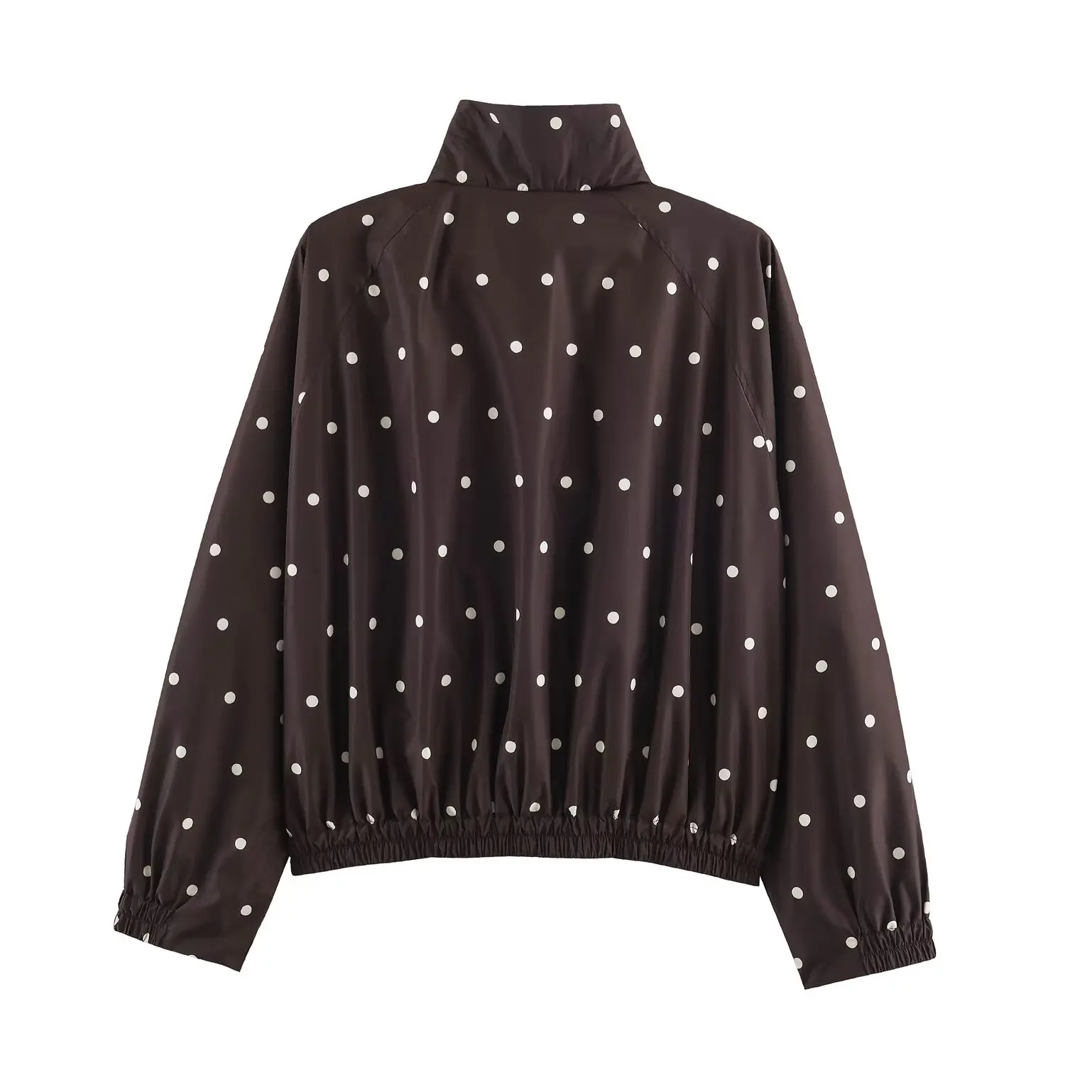 KONDALA Women Casual Polka Dots Pilot Jacket Chic Streetwear Stand-Collar Jacket 2026 Early Autumn Trendy Vintage Zip-up Jacket