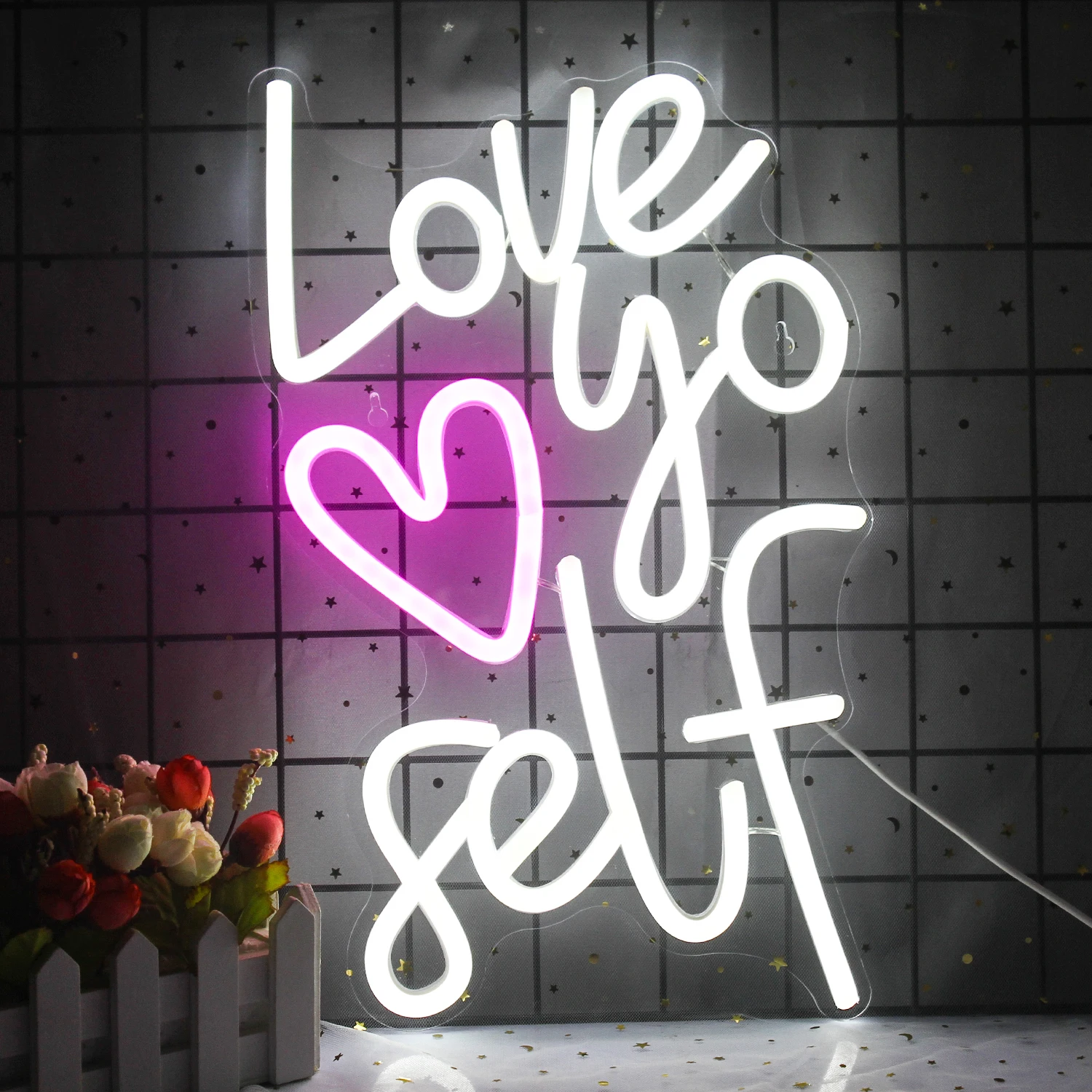 

Wanxing Love Yourself Custom Neon Sige Light USB Powered Acrylic LED Wedding Party Shop Wall Decor Kids Room Club Aesthetic Gift