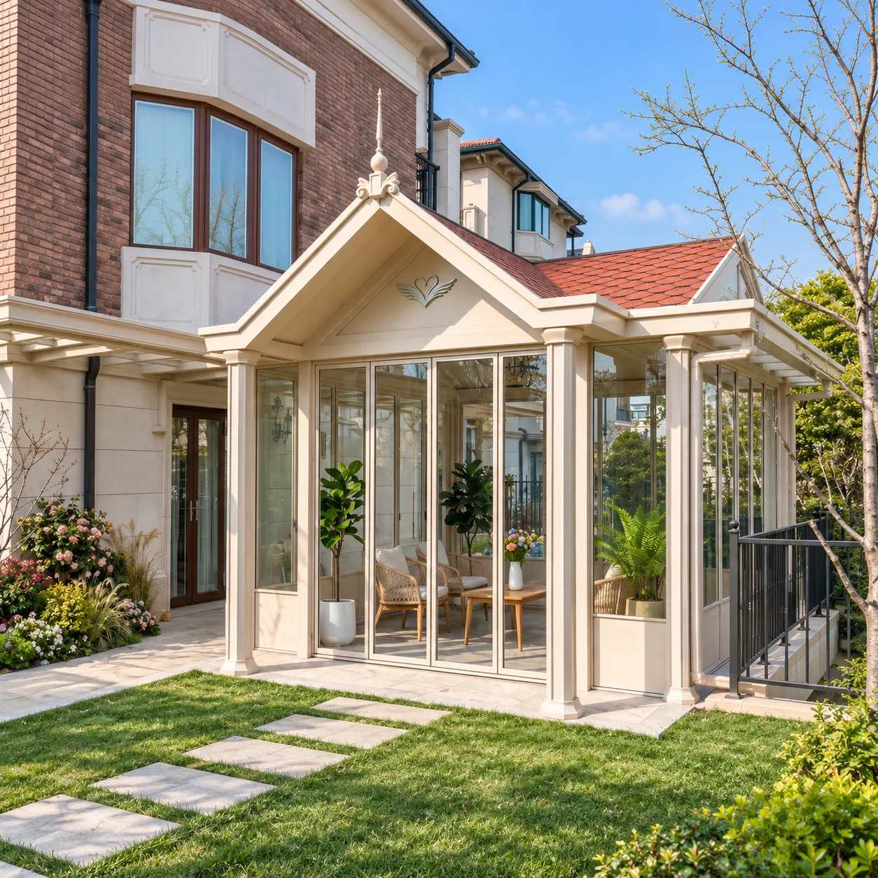 Modern Aluminum Glass Room Outdoor Waterproof Sunroom Patio Enclosure Garden House for Villa Balcony Leisure Space Room