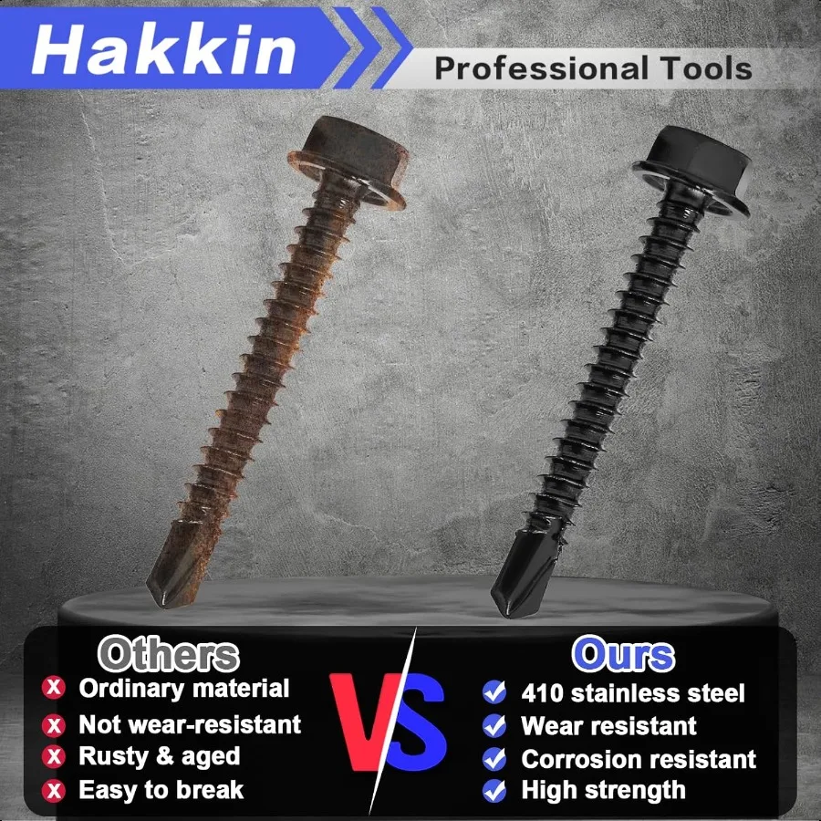 500Pcs Hex Washer Head SelfDrilling Screws 8101214 Self Tapping Screws Assortment Kit Black Oxide 410 Stainl Steel Sheet Metal