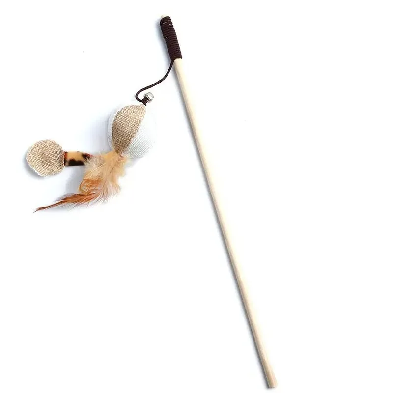 1pc Teaser Feder spielzeug Kätzchen lustige bunte Stange Katze Zauberstab Spielzeug Holz Haustier Katze Spielzeug interaktive Stick Haustier Katze liefert