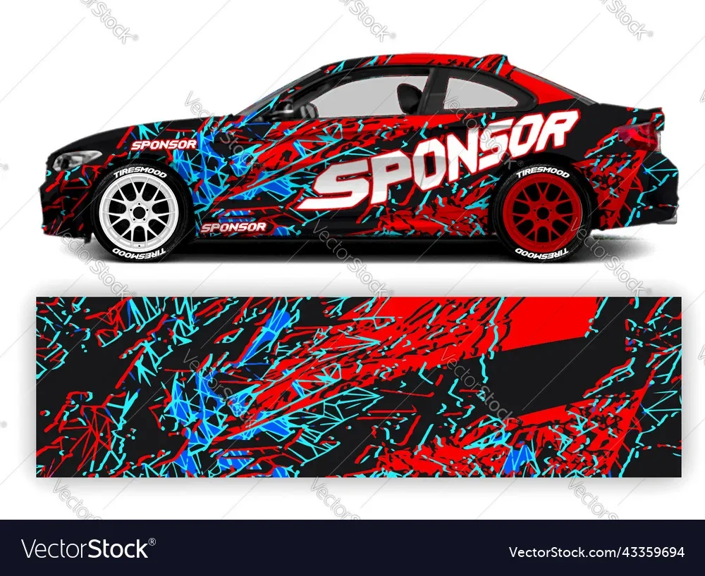 Cool Car Sticker Car Full Wrap Sticker Car Decal Decorative Cut Body Racing Graphic Decal Vinyl Wrap Modern Design Red Retro