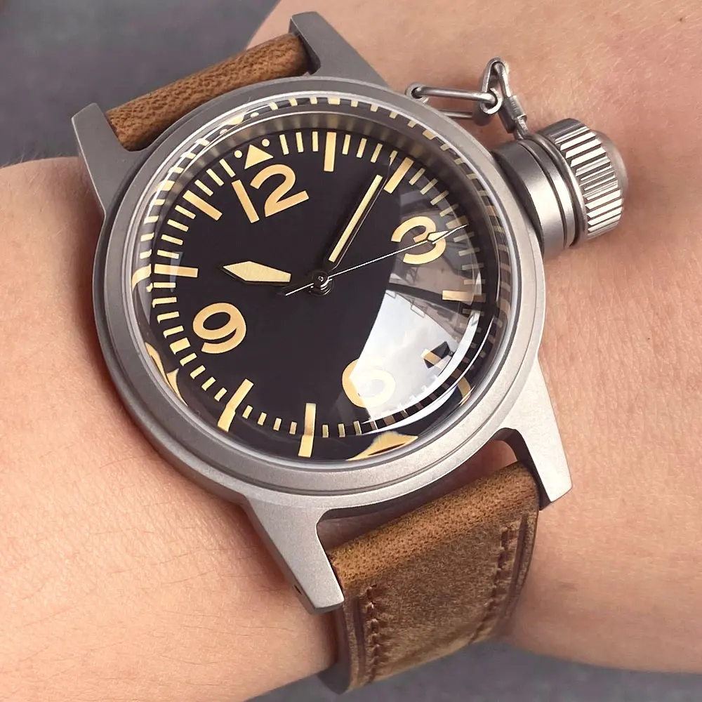 Tandorio 36mm Automatic Watch for Men Domed Sapphire Crystal NH35 PT5000 Date Sandblasted Case Luminous Dial 200m Water Resist