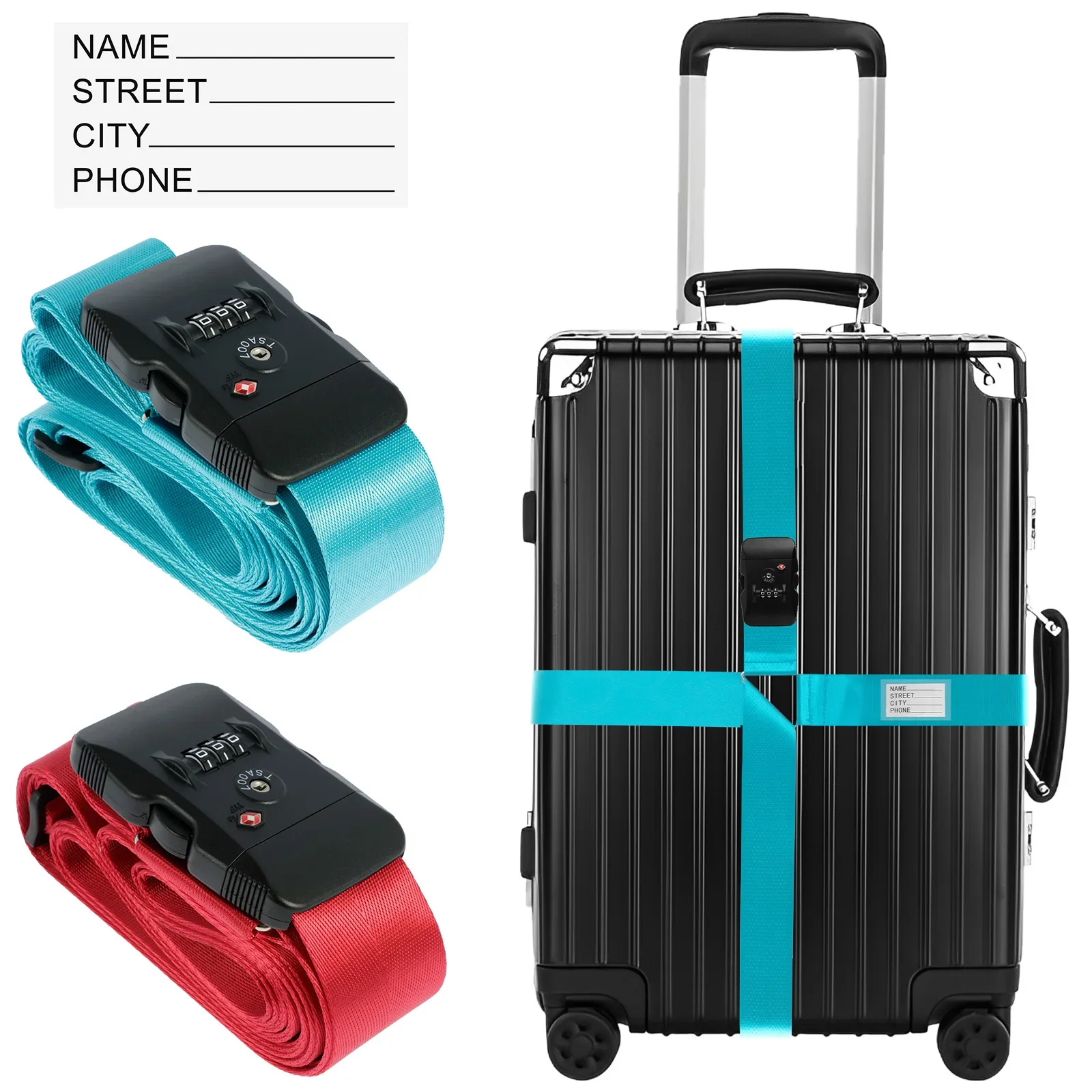 Cross Luggage Strap TSA Customs Lock Luggage Strap Adjustable Length Suitcase Belt Durable Luggage Travel Belt
