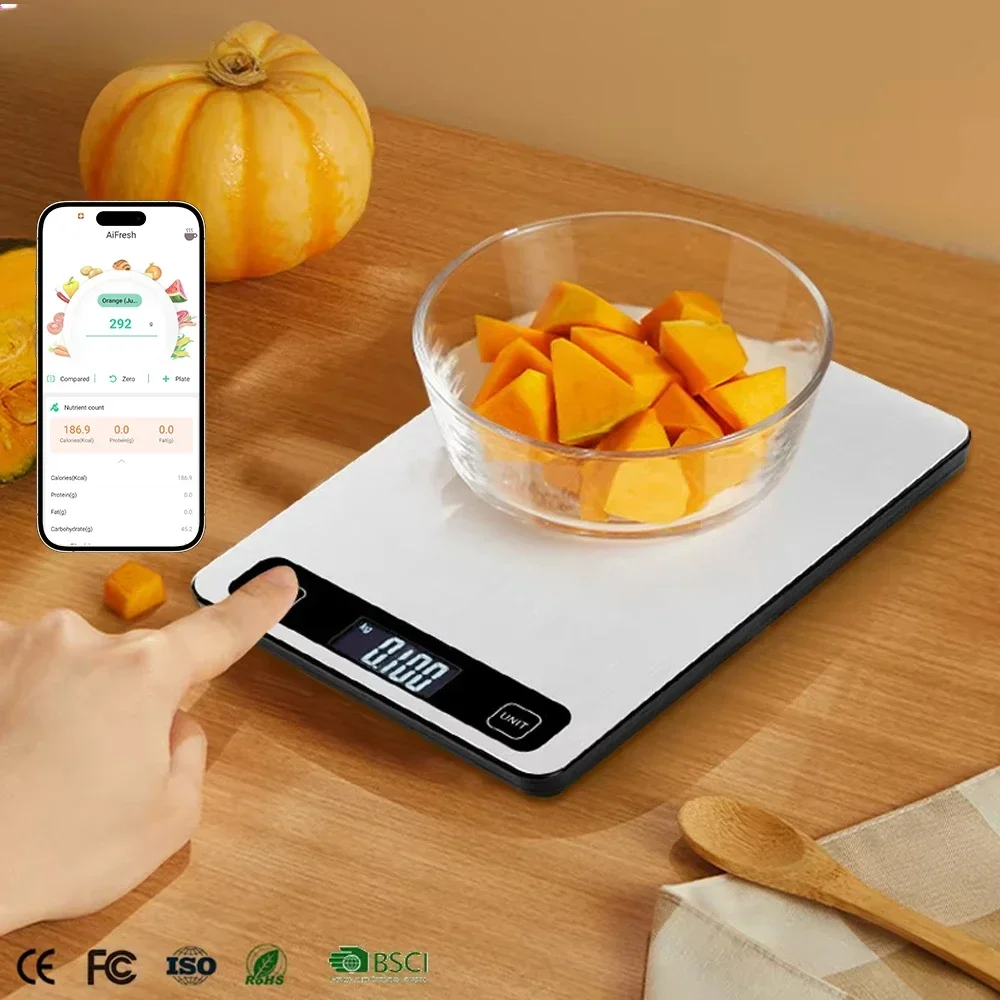 Hot-selling stainless steel intelligent nutrition calorie bluetooth measuring food scale electronic digital kitchen scale