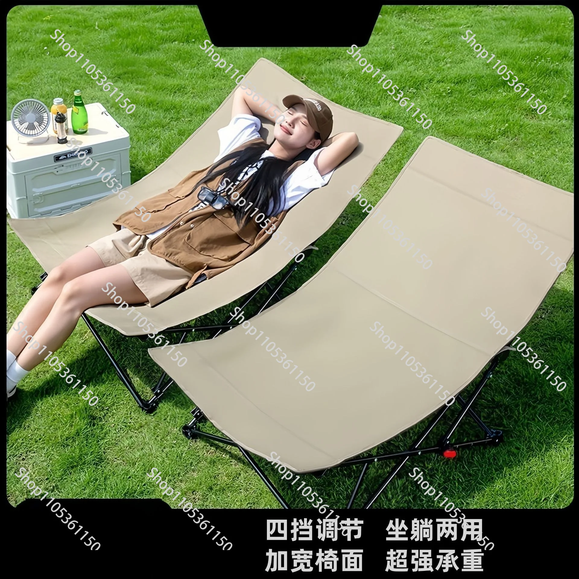 Outdoor folding lounger beach fishing camping lunch break backrest chair sitting and lying dual-purpose portable