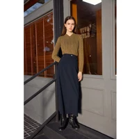 AP 2026 Women Washed Sweater Autumn and Winter Cable Sweater Stretch Skirt and Fashion Leather Skirt - Image 4