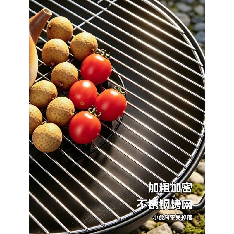 Round Portable Wood Charcoal Brazier Stove Outdoor Courtyard Heating Fire Pit For 3-5 People Daily Use
