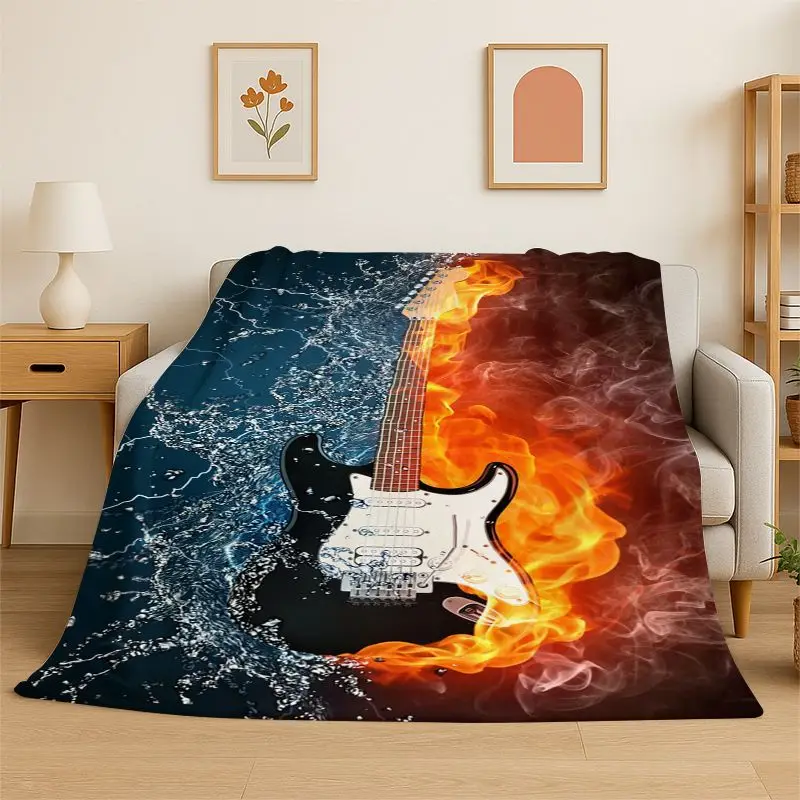 Retro Fender Guitar Logo Instruments Music Soft Flannel Throw Blanket,Cozy Blanket for Bed,Couch,Sofa,Bedroom,Living Room,Travel