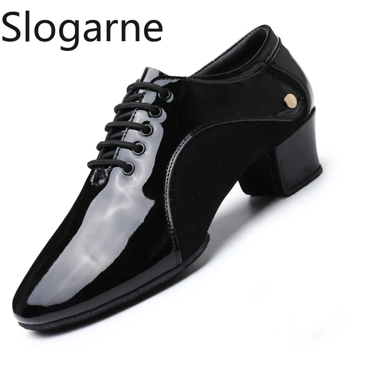 Men 4.5CM Heels Latin Shoes Male 2025 New Soft Leather Modern Dance Shoes Man Heels Jazz Waltz Tango Sport Shoes Stage Footwear