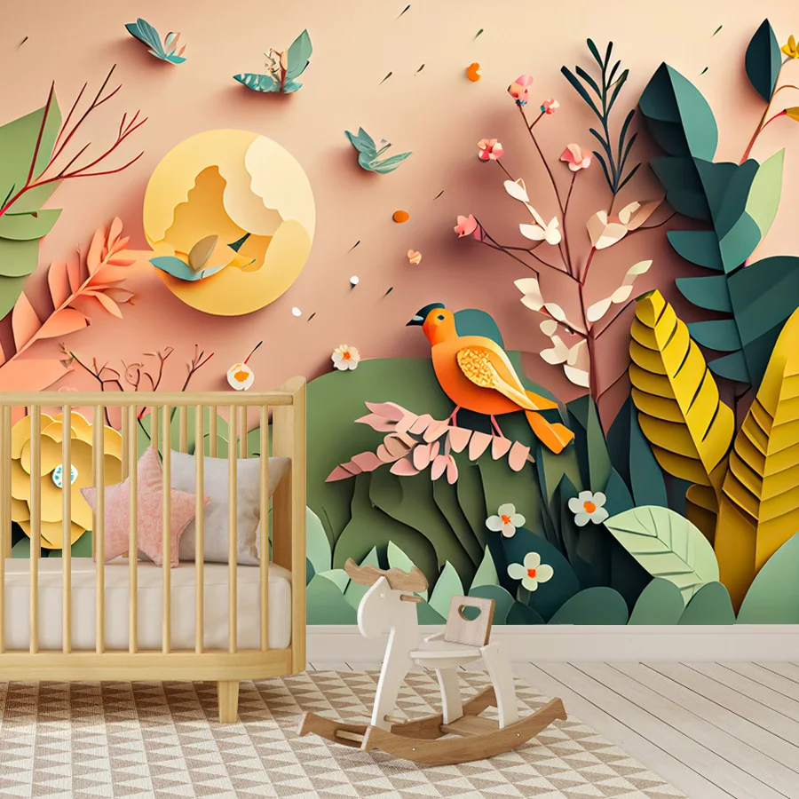 Peel and Stick Wallpaper Optional for Bedroom Walls Baby Kids Cartoon Floral Forest TV Contact Wall Papers Home Decor 3d Panels