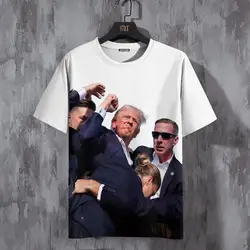 2024 Men's T-shirt Funny Donald Trump 3D Print T-Shirts Outdoor Casual Short Sleeve Tees Oversized Men Clothing Tops Summer New