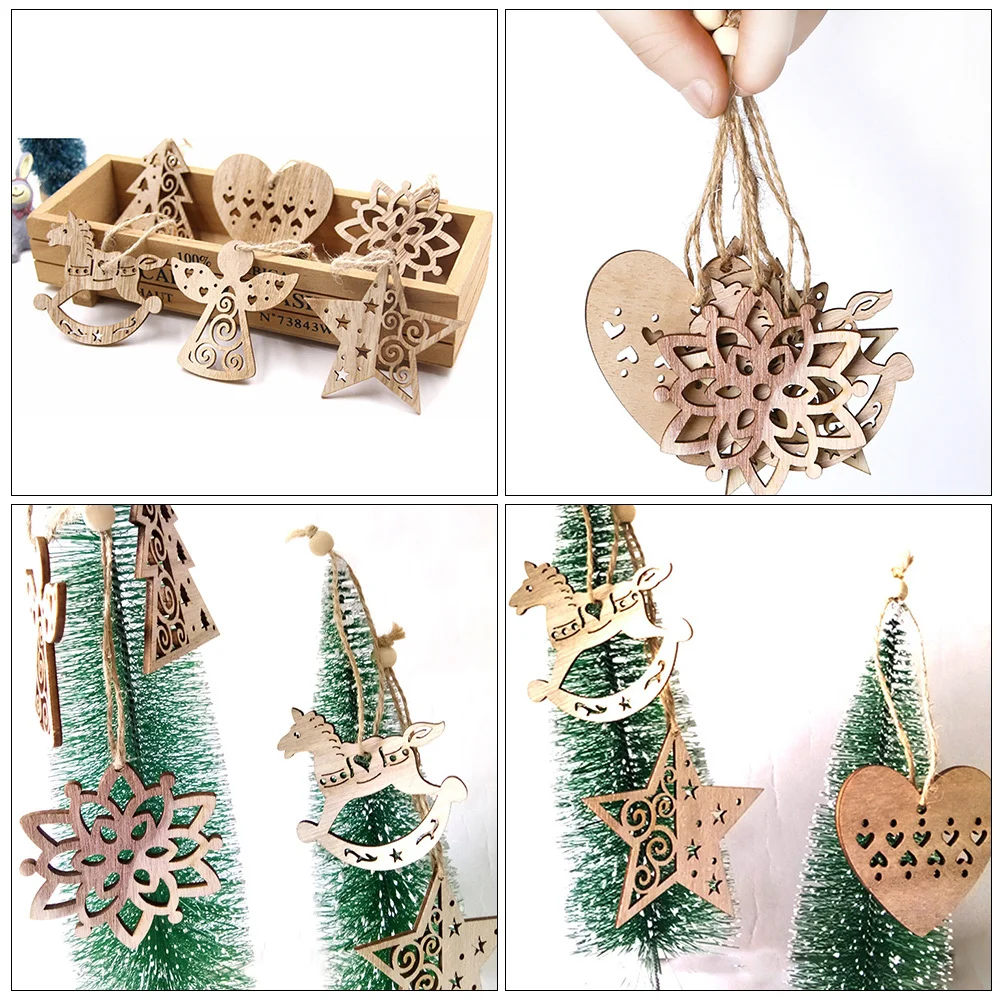 

1Set Premium Wooden Xmas Cutouts Christmas Tree Decorations DIY Painting Wood Chips Hanging Ornaments Unfinished Xmas Pendants