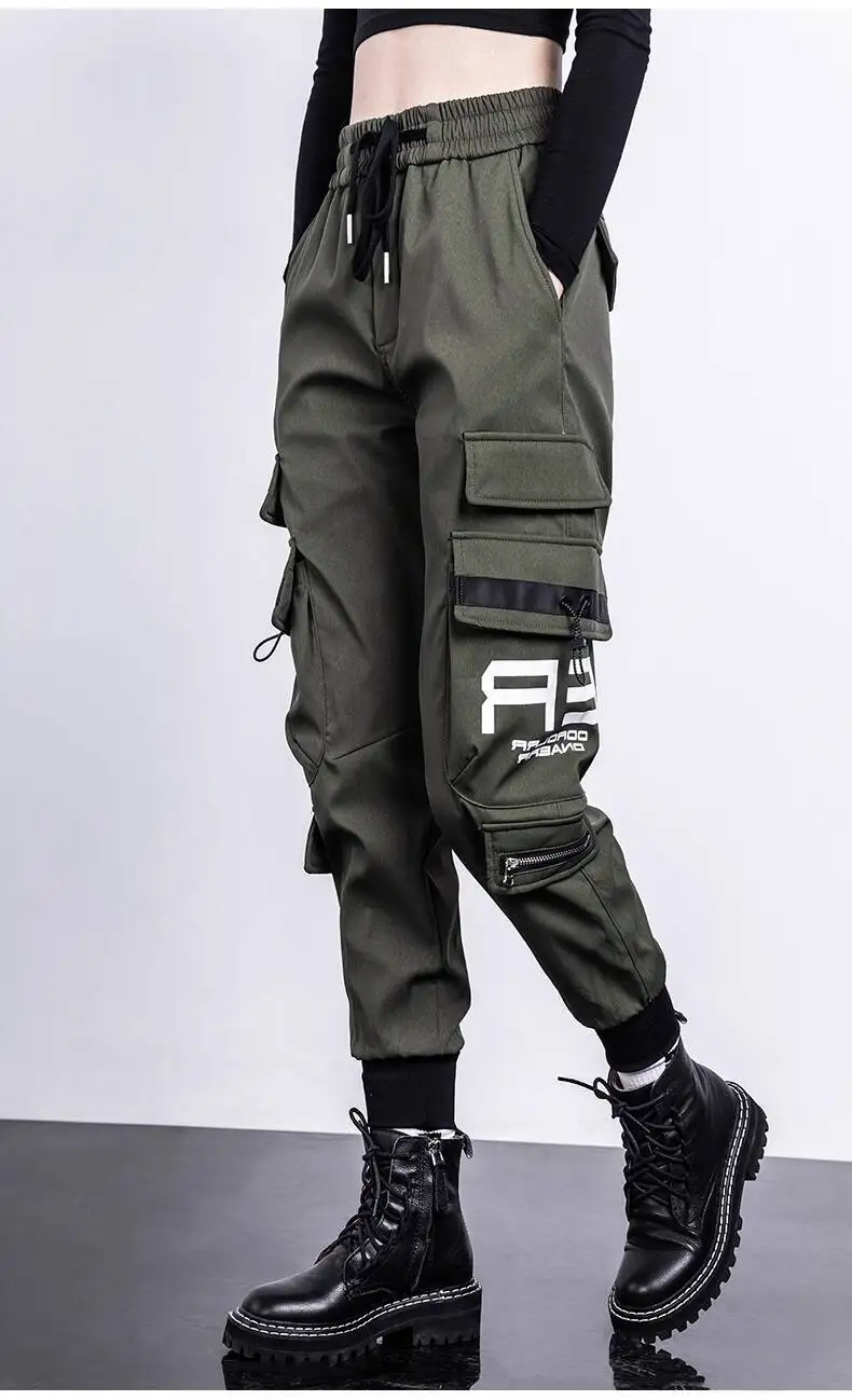 HKSH Women Tide Cargo Pants Casual Loose Trend American Pockets Safari Style Overalls High Street Foot Binding Hiking Ins HK3902