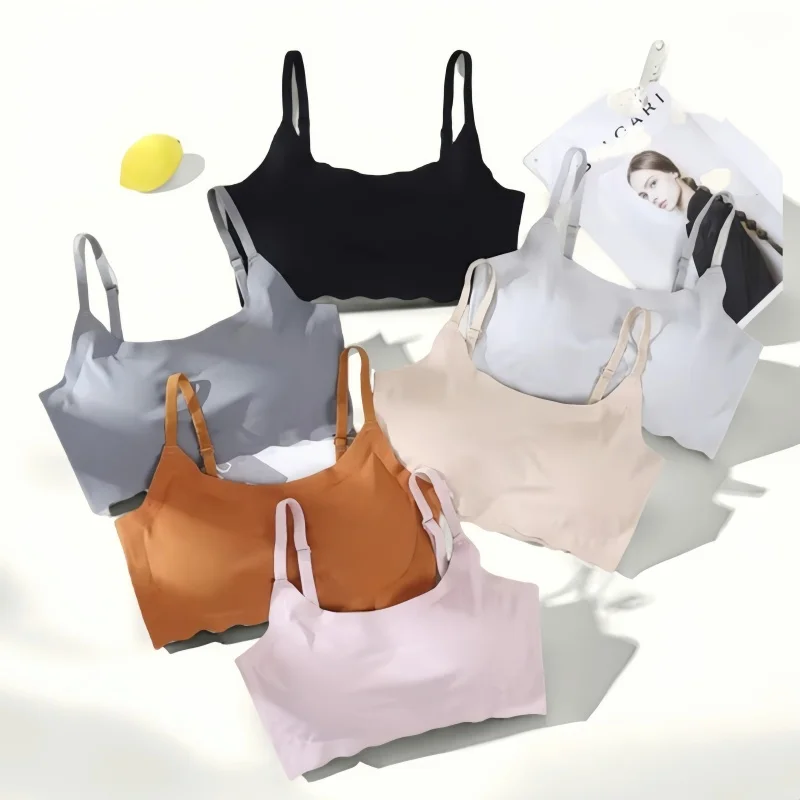 Push Up Bras For Women Sports Padded Tube Top Japanese Simple Bra Wireless Female Breathable Seamless Underwear Sexy Lingerie image 5