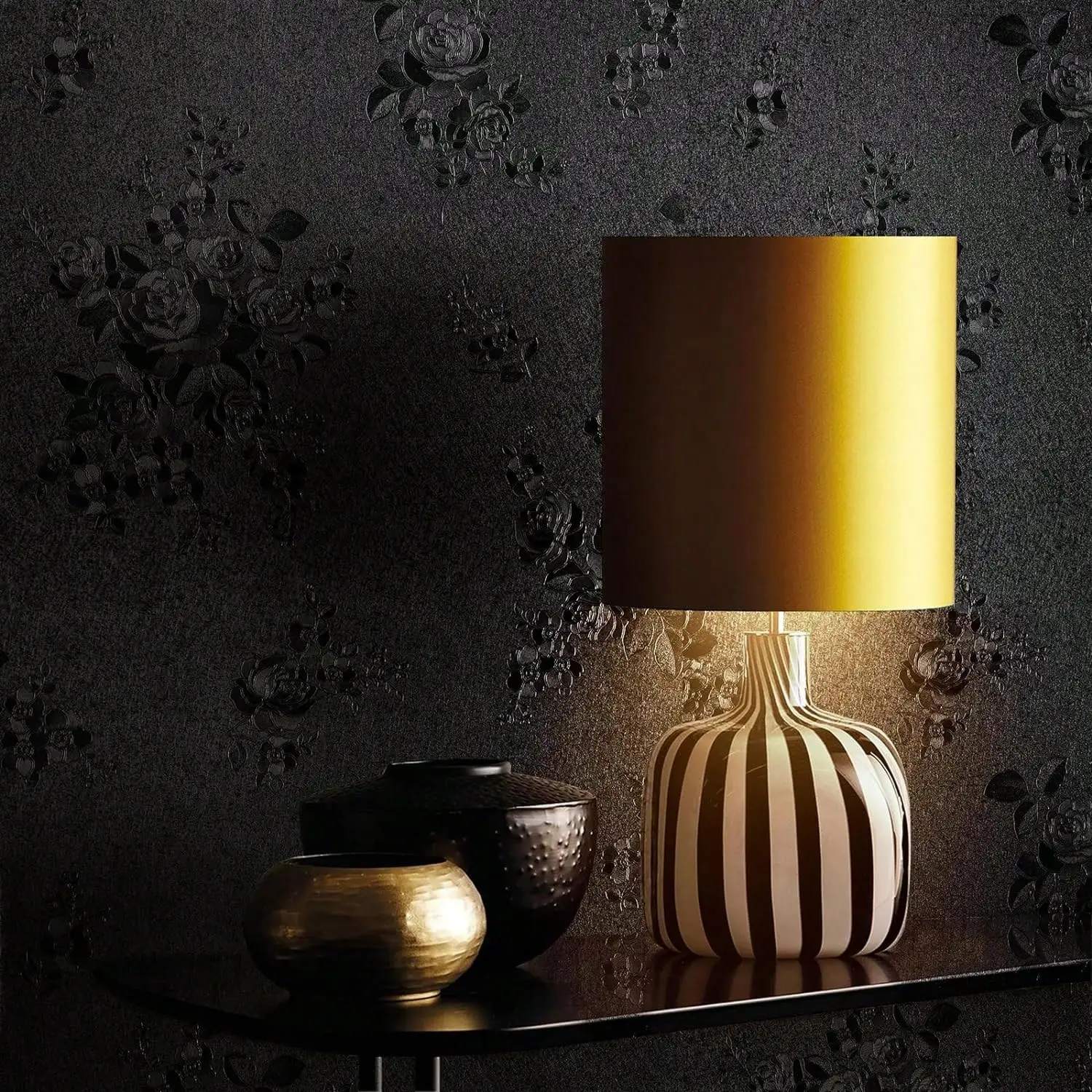 Peel And Stick Wallpaper Black Floral Embossed Contact Paper Removable Textured Self Adhesive Countertops Cabinets Contact Paper