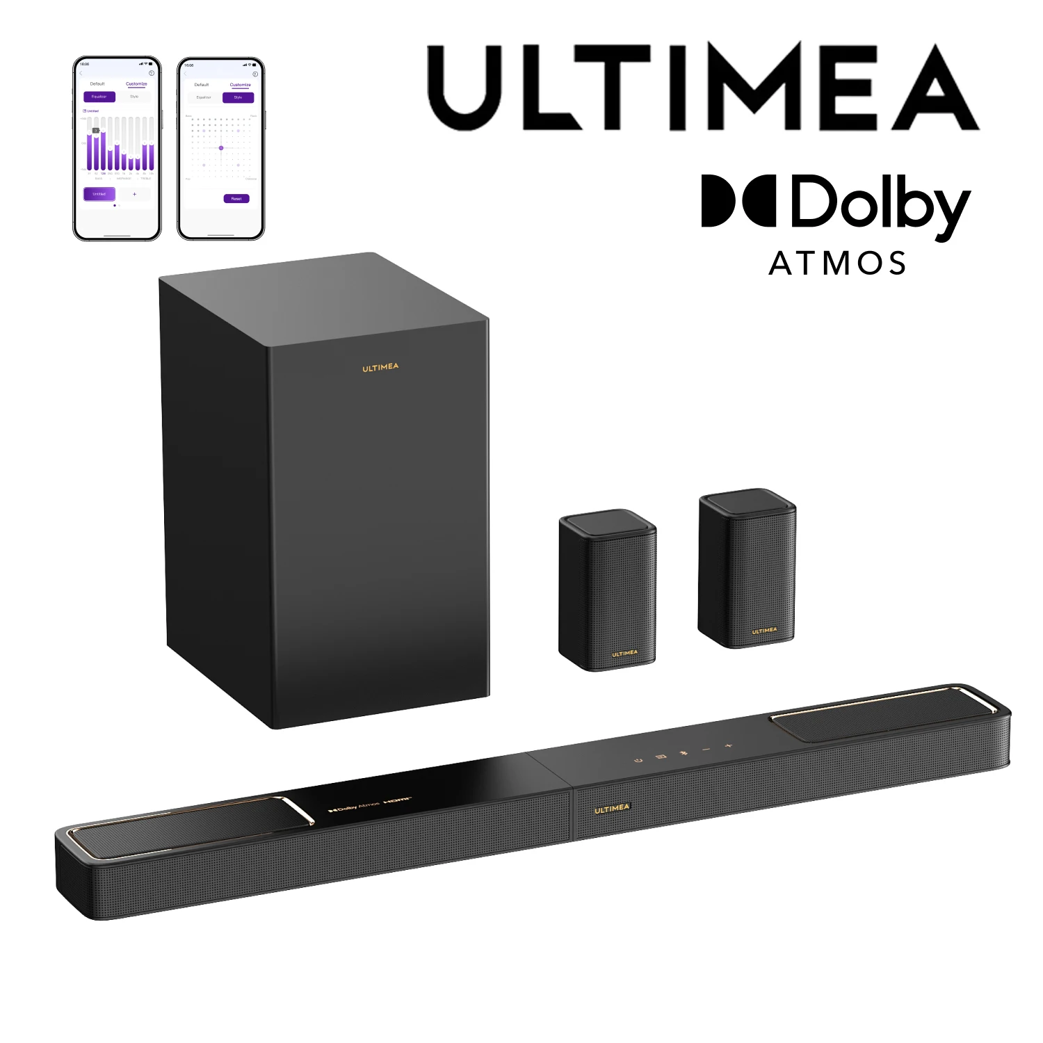 ULTIMEA 5.1.2ch Sound Bar with Dolby Atmos, Surround Sound System for TV with 2 Surround Speakers, SoundBar for Smart TV,  2025