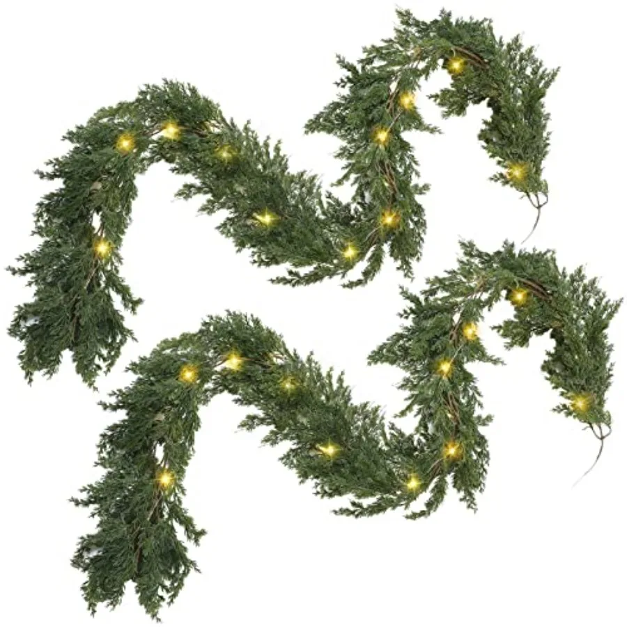 

Новогодняя гирлянда из кедра с подсветкой, роскошный адвент-календарь, декоративная гирлянда, реалистичная искусственная сосна, имитация кипариса для Рождества