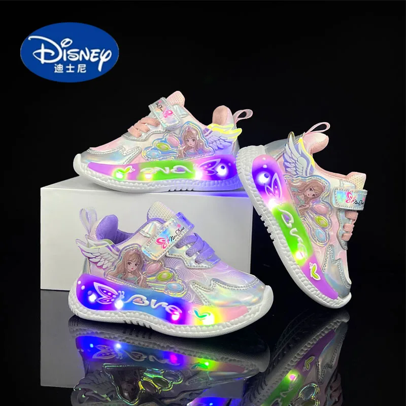 أحذية ديزني فال الرياضية المضيئة بإضاءة LED للفتيات: أحذية وامضة كرتونية بنعل ناعم، أحذية رياضية كاجوال مصبوغة للأطفال #1