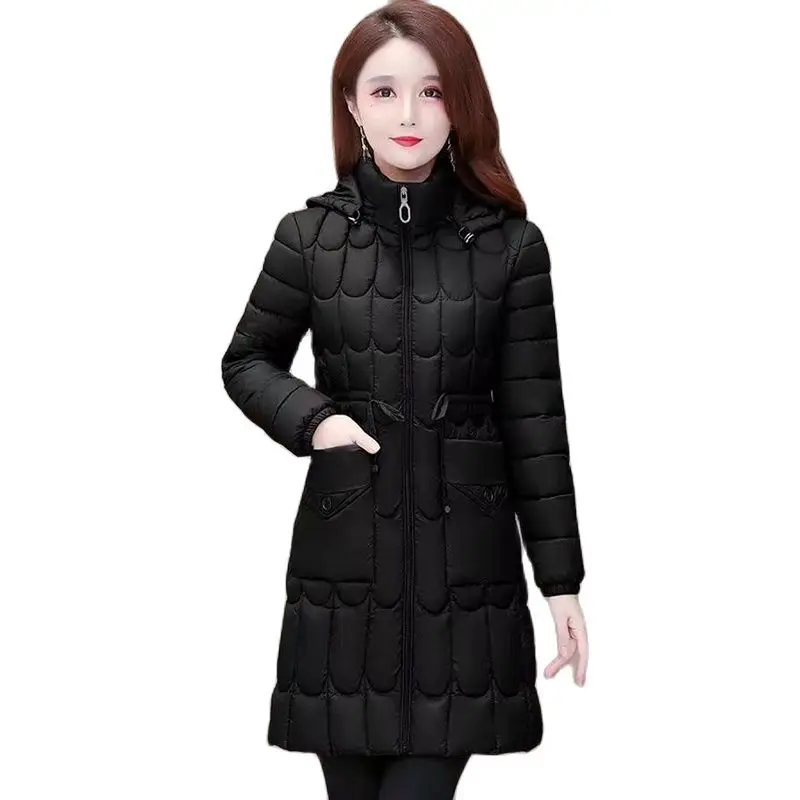 

Fashion Eiderdown Cotton-padded Clothes Women's Long Korean Version Of Slim 2023 New Mother's Thin And Loose Hooded Coat Women.