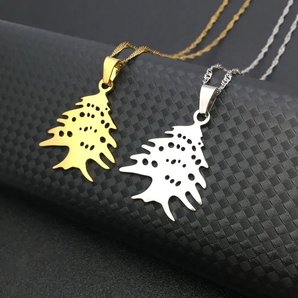 Stainless Steel Cedar Tree Pendant Necklace Pendant Design Patriotic Symbol Enamel Tree Pendant Green Enamel