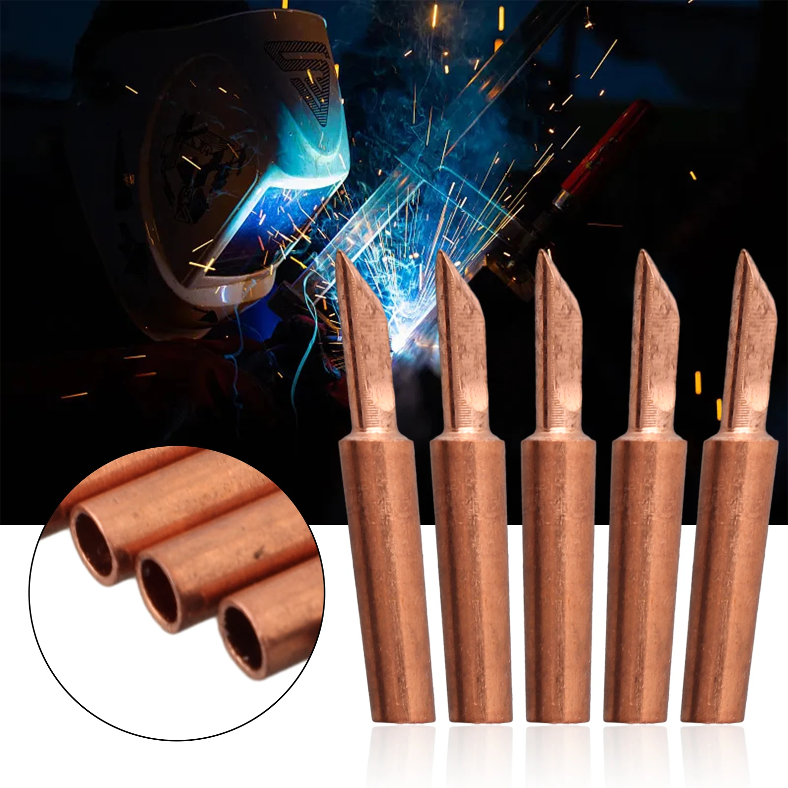5pcs 900M-T Copper Soldering Iron Tips Welding Solder Tip For Lower Temperature Soldering Welding Accessories