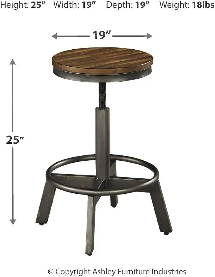 Torjin Industrial altura ajustável Barstool, Brown, 2 contagem, 24"