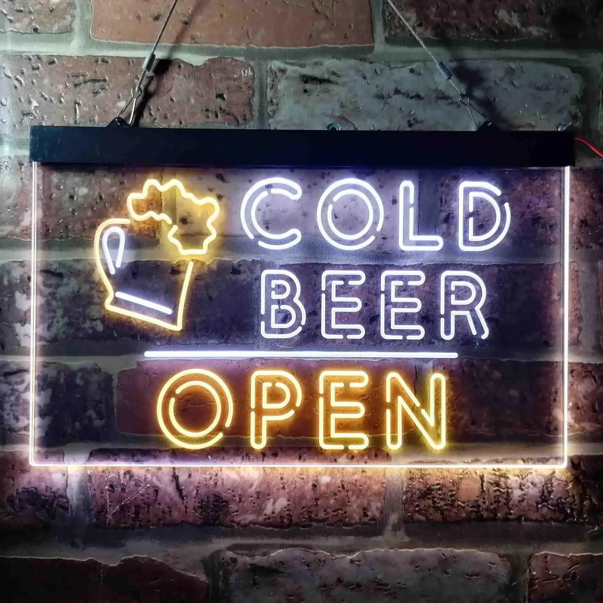 Cold Beer. Open. Cheer Mug Dual Color Led Neon Sign st6-i3649