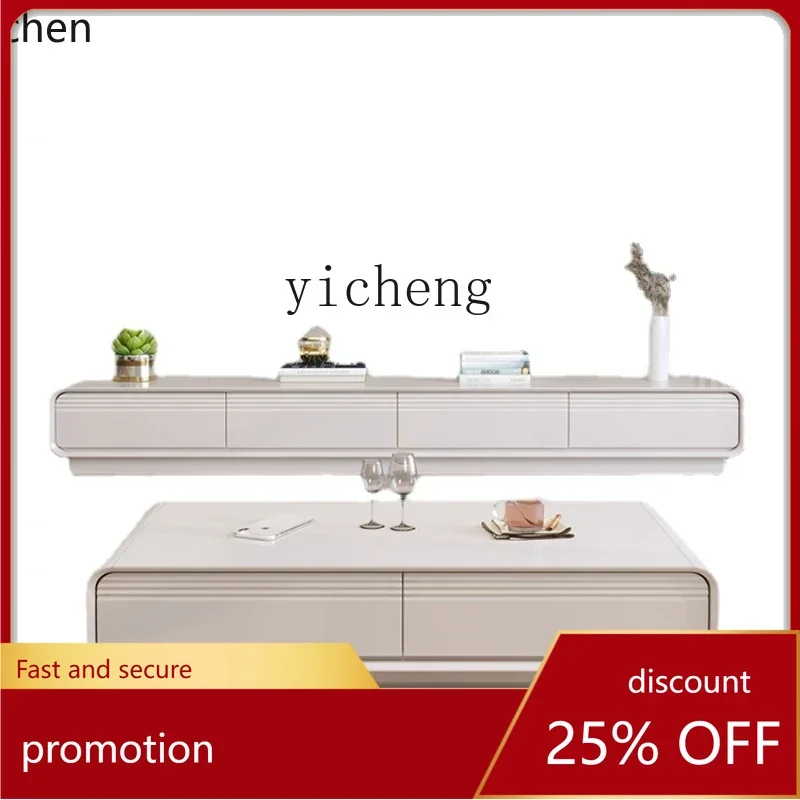 

ZMLSolid Wood TV Cabinet Solid Wood Home Living Room Cream Style White Tea Table TV Stand