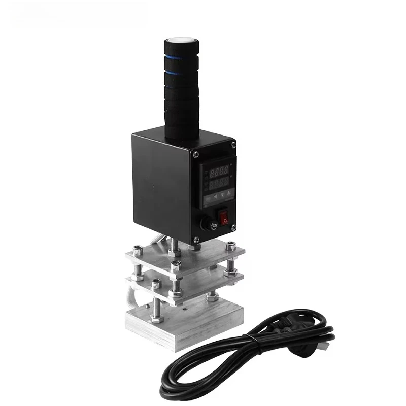 Handheld Heat Press Machine Adjustable Temperature for Custom Text Logo Embossing on Brass Cake Pattern