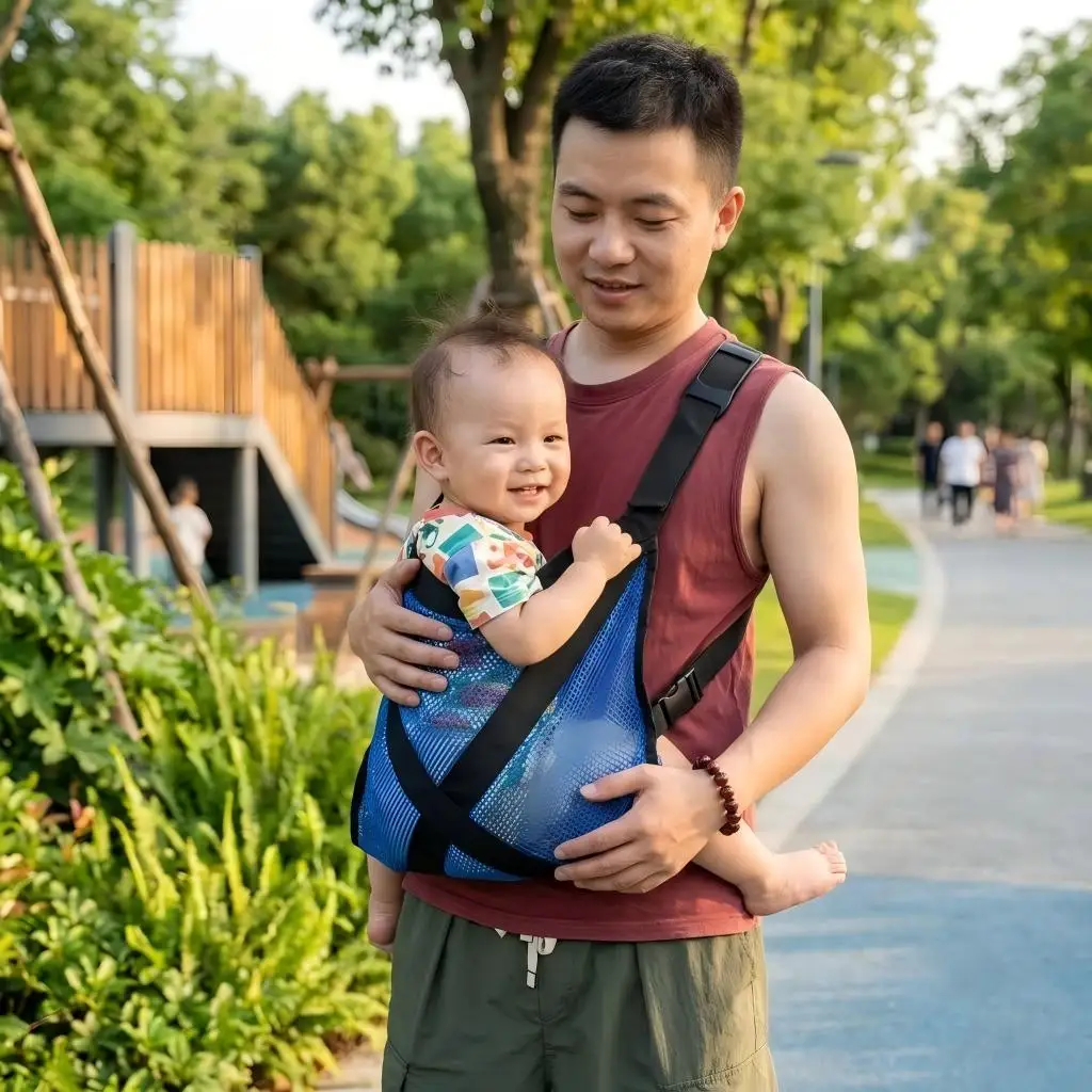 Ergonomic Breathable Mesh Baby Back Carrier X Cross Adjustable Shoulder Strap Lightweight Foldable Infant Toddler Backpack Sling