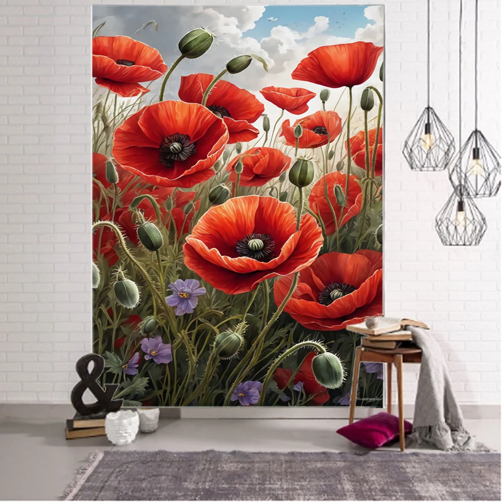 Beautiful flower background decoration tapestry, sunshine flower landscape tapestry, home background decoration