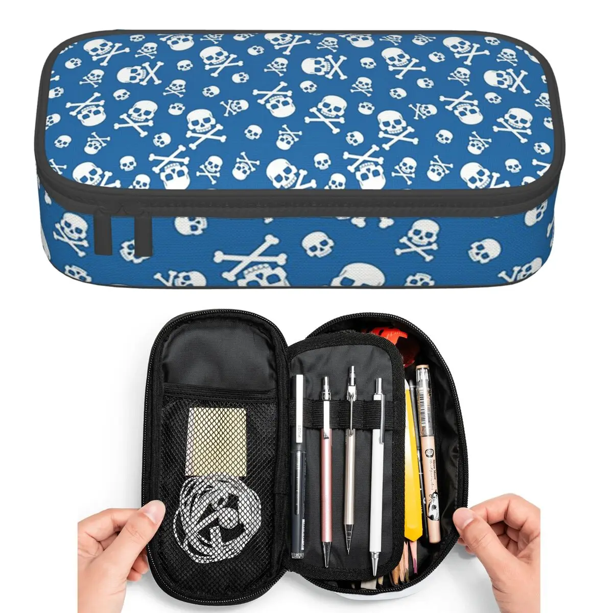 

Gothic Horror Skull Bones Bones Crossbones Pencil Cases for Students Pen Box Pencil Bag Big Capacity Pencil Pouch Pen Holder
