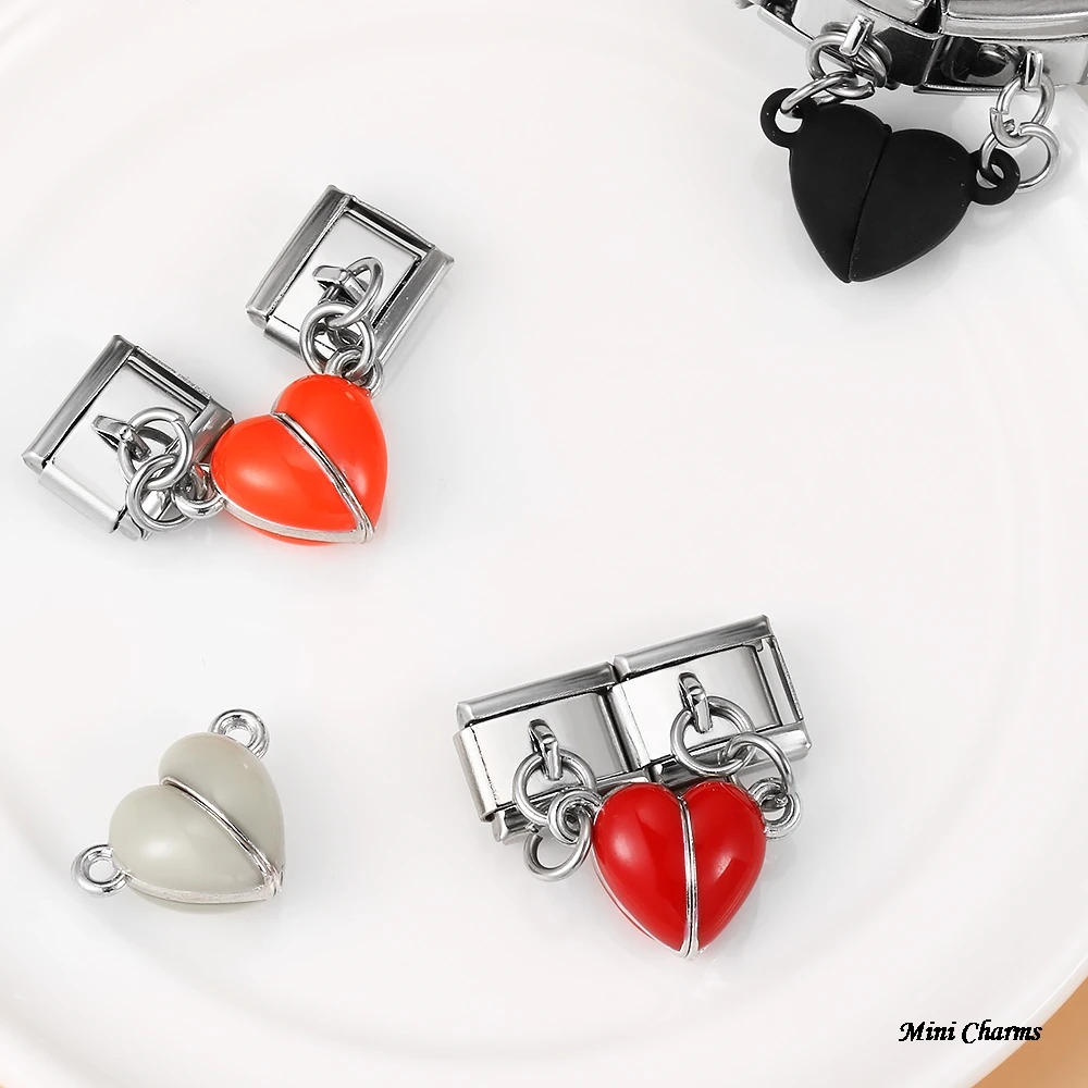 Abnehmbarer Leuchtender Magnetischer Anziehungs-Herzanhänger in Rot, Grün, Weiß, Passend für 9mm Edelstahl-Armbänder, DIY-Schmuck – Detail 6