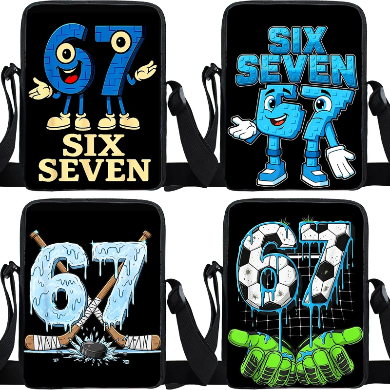 

Boy Girl Six Seven Design Shoulder Bag Fashion 67 Trend Zipper Crossbody Bag Funny Meme Kids Casual Messenger Bag Tote Phone Bag