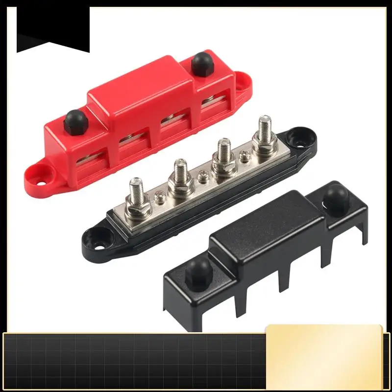

12V Bus Bar 4 Post 300A Power Distribution Block 5/16Inch Battery Terminal Block Stud With Cover And Wire Lugs