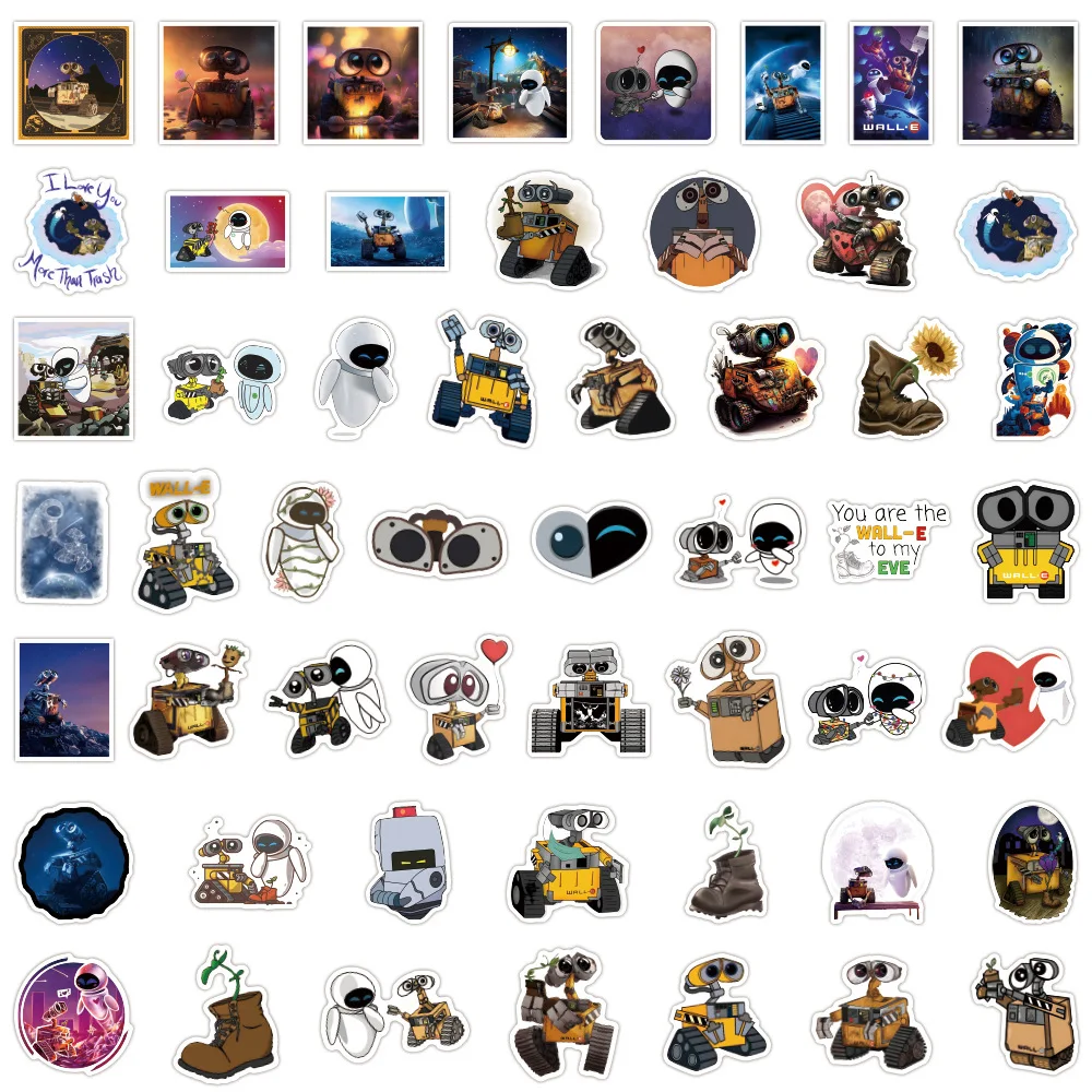 Autocollants Muraux de Dessin Animé Robot Wall-E, Décalcomanies Esthétiques Décoratives, pour Scrapbooking, Carnet de Notes, Téléphone, Bagages, 10/50 Pièces