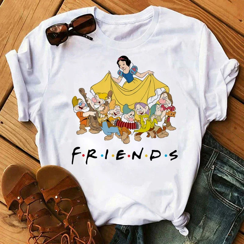 

Kawaii Cartoon Princess Snow White T Shirt Women Print Funny The Seven Dwarfs Graphic Tees Unisex Tops Tshirt Female Clothes