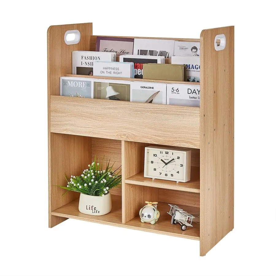 

Детская книжная полка с местом для хранения игрушек, деревянный органайзер для детской комнаты, полка для книг и игрушек, простая сборка, полка для игровой комнаты, тик