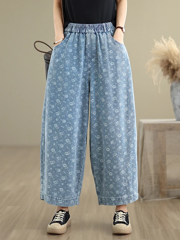 

Широкие джинсы в китайском стиле в стиле ретро, женские свободные брюки прямого кроя, лето 202, персонализированные утягивающие брюки