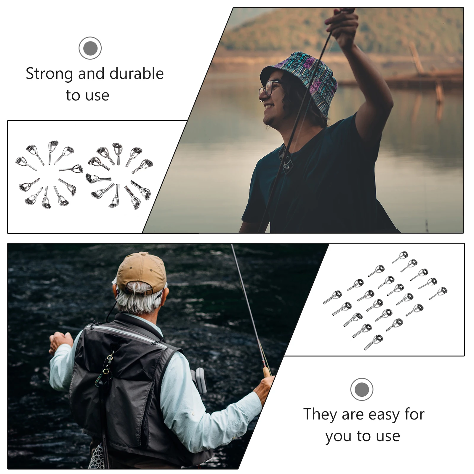 

20 Pcs Accessories Fishing Accessory Rod Ring Parts Stainless Steel