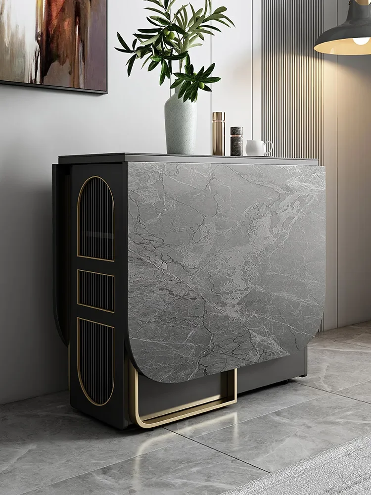 Light Luxury Rock Slab Folding Dining Table, Apartamento pequeno doméstico, moderno