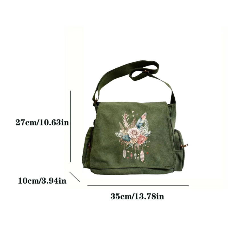 حقيبة كتف نسائية كلاسيكية حقيبة كروسبودي بوهو طباعة قماش حقيبة ساعي سعة كبيرة حقيبة نسائية يومية