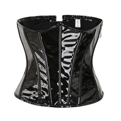 Black Pu Leather Corset Women Gothic Steampunk Bustier Underbust Wasit Trainer Corselet Sexy Lingerie Clubwear