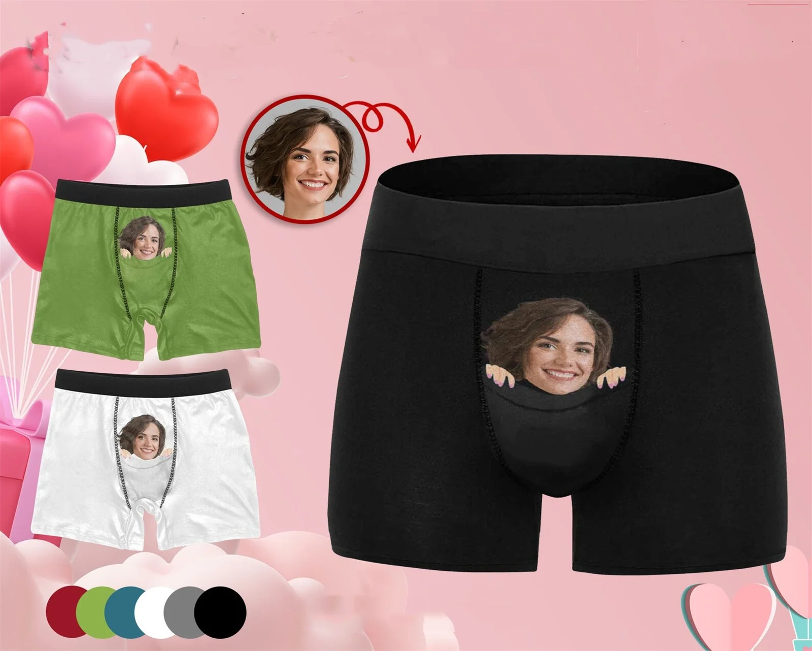 Personalized Face Underwear man, Custom Boxer With face, Custom Boxer Briefs, Face on Personalized Underwear, Anniversary/Christ