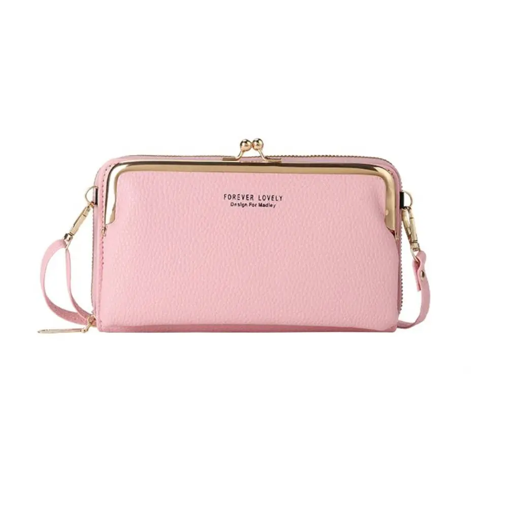 Simple Zipper Phone Crossbody Bag PU Multifunctional Leather Wallet Single Shoulder Coin Purse Women Card Holder Mobile Phone