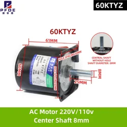 AC Motor 220V110v  14W 60KTYZ Permanent Magnetic Synchronism Motor Center Shaft 8mm 2.5/5/10/15rpm