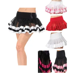 Women's Tutu Skirt Lolita Fancy Satin Trimmed Petticoat Tutu Underskirt Dance Skirt Ballet Short Skirt Cosplay Party Tutu Dress